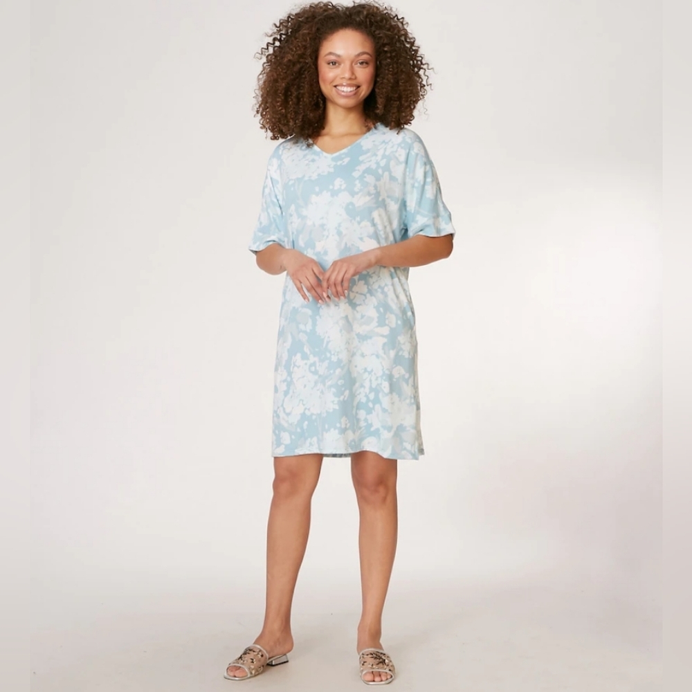 Natori Blue Floral Tunic Dress